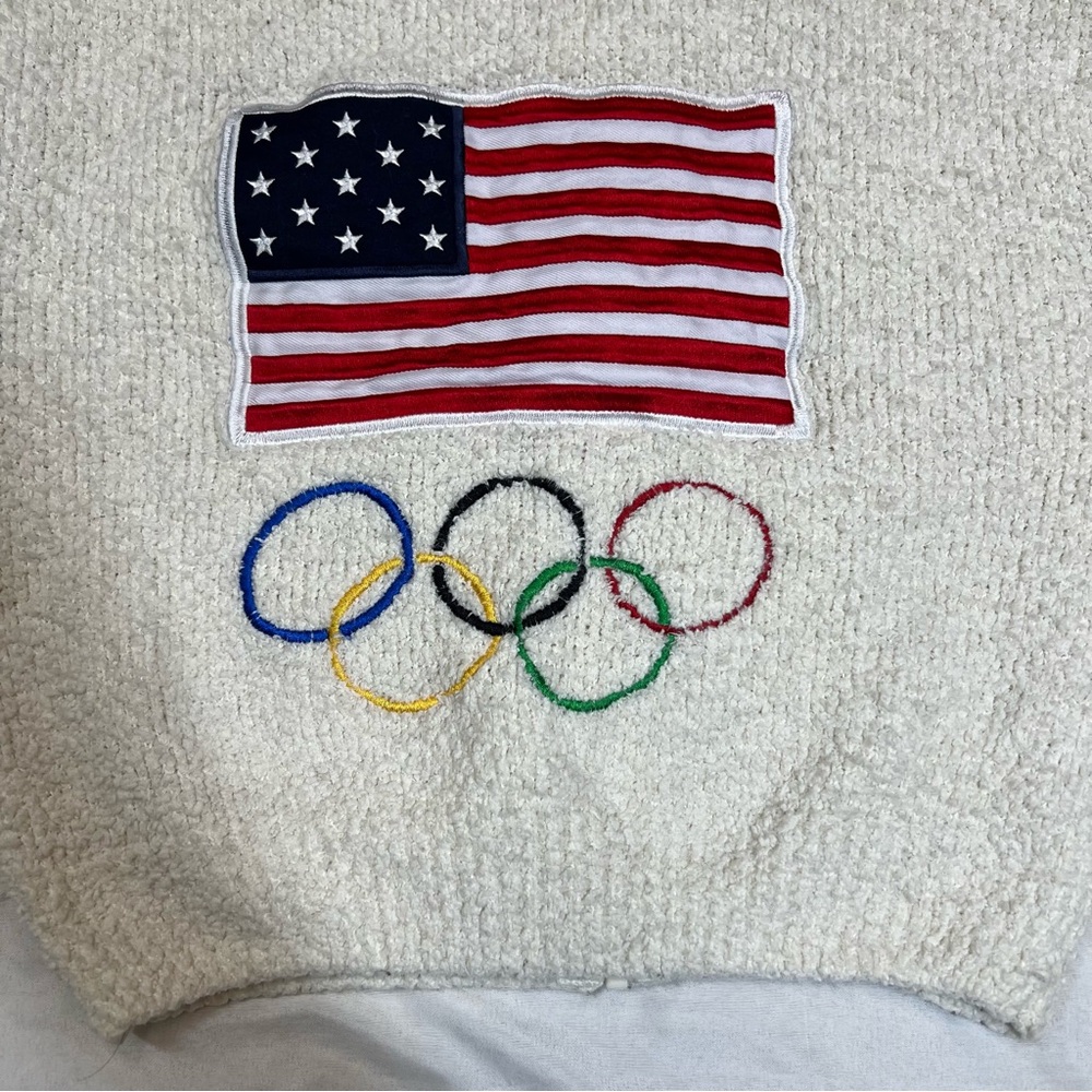 SKIMS x Team USA Olympic Sherpa Zip Hoodie Cream Teddy Fleece XXS XS - Picture 5 of 6